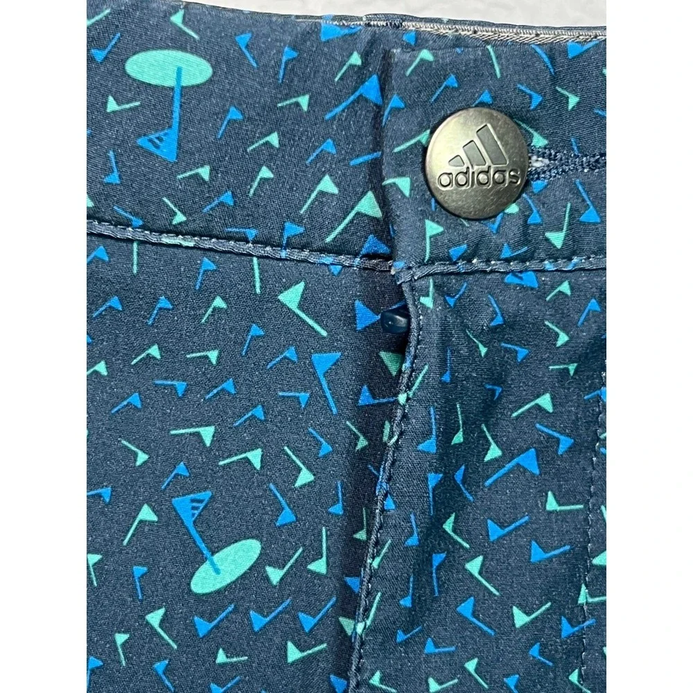 Adidas Golf Shorts Mens 42/8' Inseam Blue AOP Flag Print Golf Performance HA9122